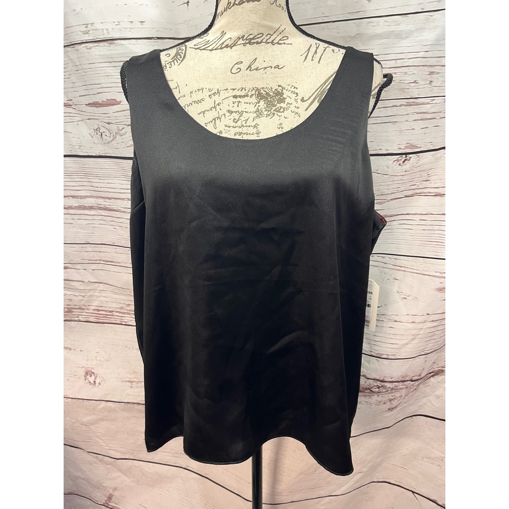 Express Reversible Satin Tank Top XL Black Rust Brown Scoop Neck Sleeveless NWT